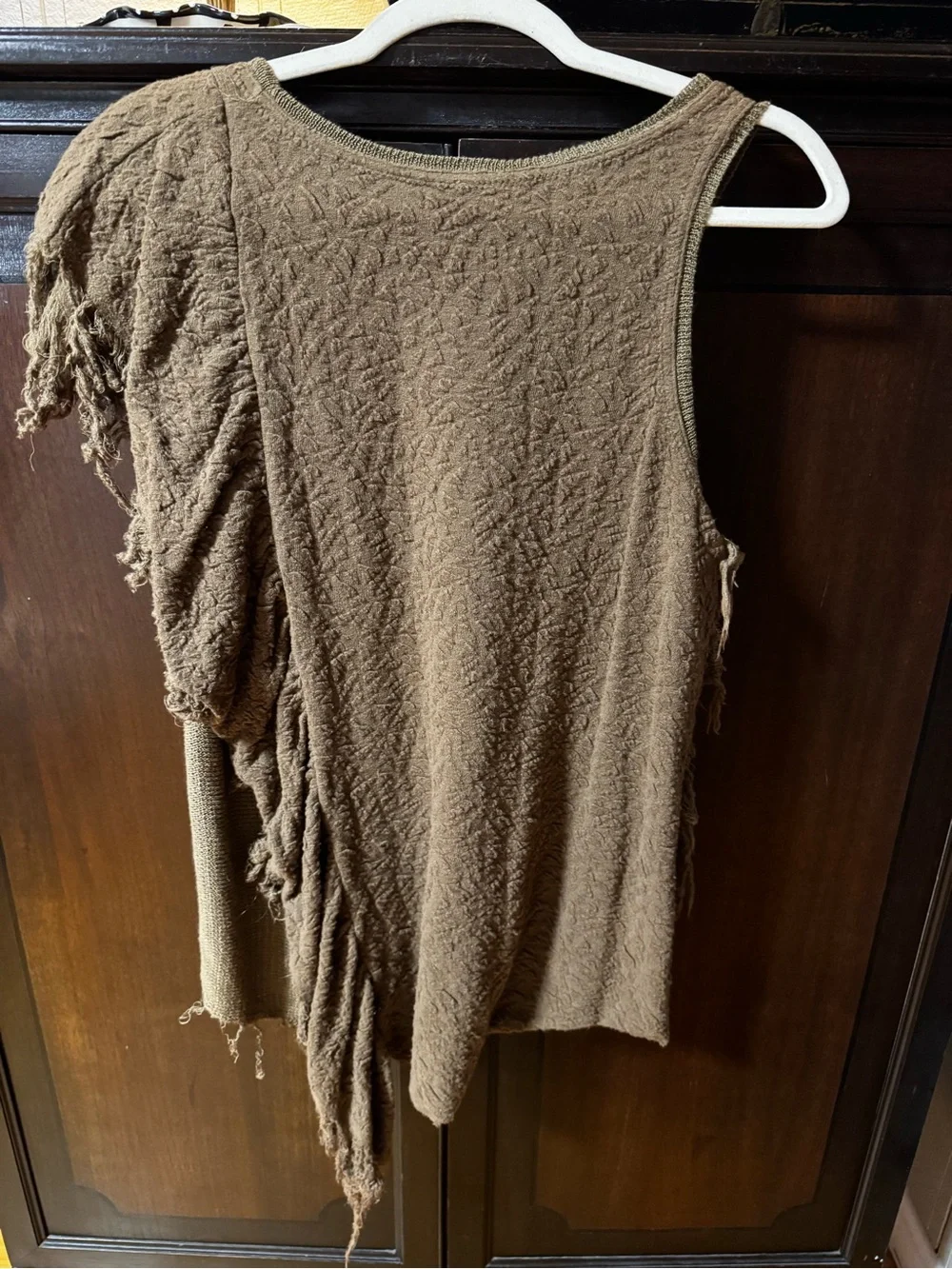 Free People Off-the-Shoulder Textured Fringe Sweater - Brown